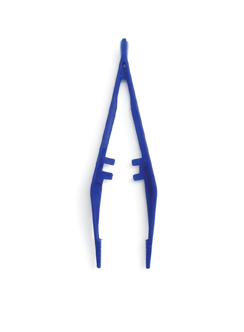Health Wealth Plastic Forceps Tweezers Blue – ( Pack of 20 ) Disposable First Aid Grabbers with Serrated Tips for Medical, Lab & School Use - Image 1